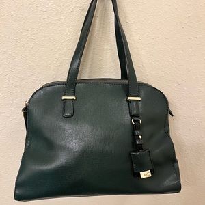 Carpisa Hunter Green Saffiano Italian Leather Satchel
